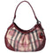 Burberry Nova Check Heart Half Moon Shoulder Bag Bordeaux Beige Multi